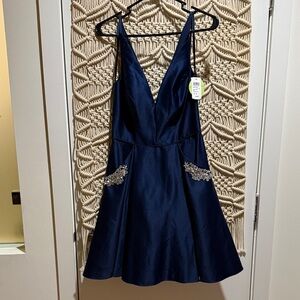 Windsor Elegant Navy Blue Dress with Embellishments